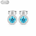 Arete Astra Sky Blue 6.5mm - Plata 925 & Moissanita